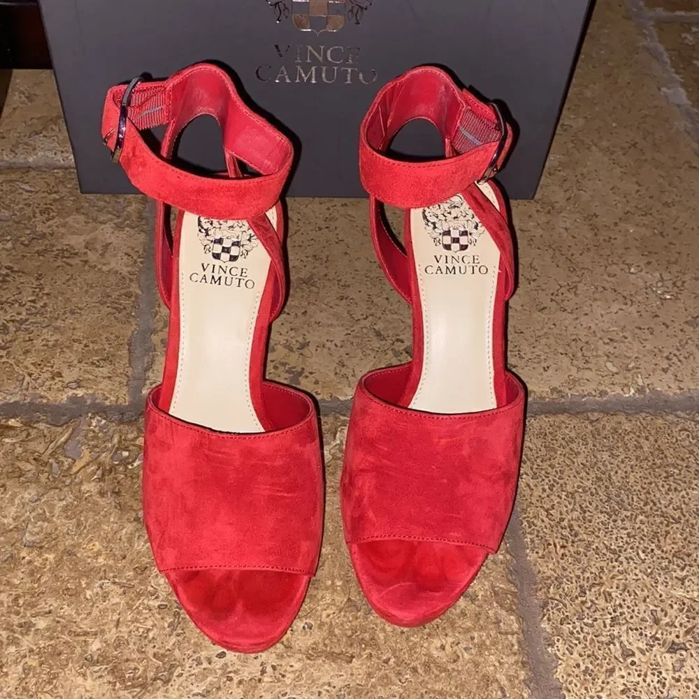 Vince Camuto Red Suede Heels